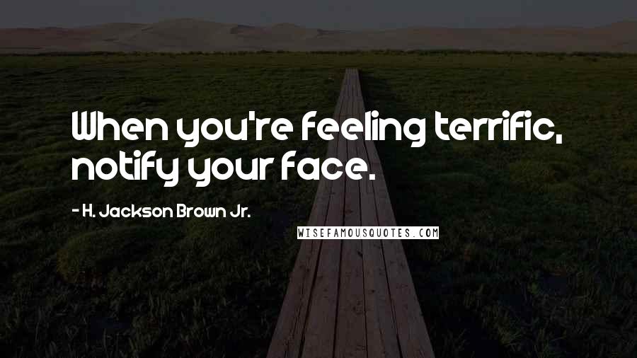 H. Jackson Brown Jr. Quotes: When you're feeling terrific, notify your face.