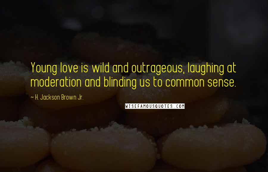 H. Jackson Brown Jr. Quotes: Young love is wild and outrageous, laughing at moderation and blinding us to common sense.