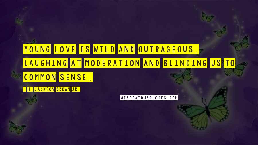 H. Jackson Brown Jr. Quotes: Young love is wild and outrageous, laughing at moderation and blinding us to common sense.