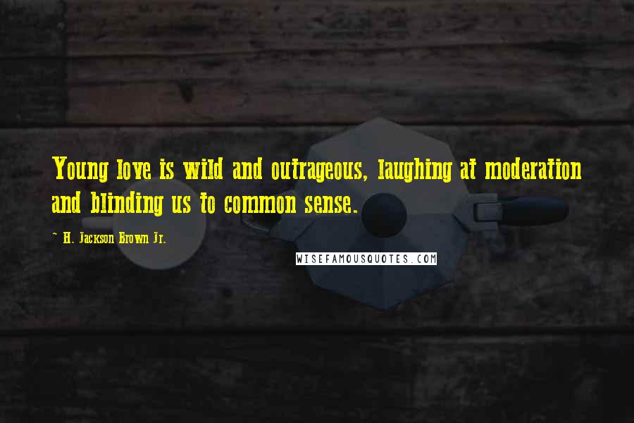 H. Jackson Brown Jr. Quotes: Young love is wild and outrageous, laughing at moderation and blinding us to common sense.