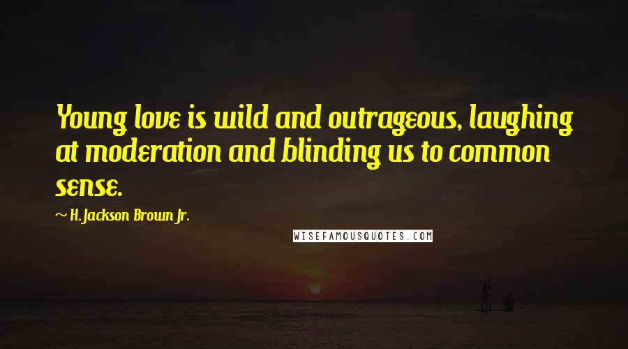 H. Jackson Brown Jr. Quotes: Young love is wild and outrageous, laughing at moderation and blinding us to common sense.