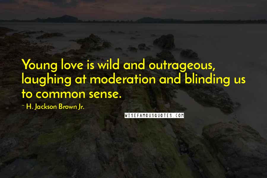 H. Jackson Brown Jr. Quotes: Young love is wild and outrageous, laughing at moderation and blinding us to common sense.