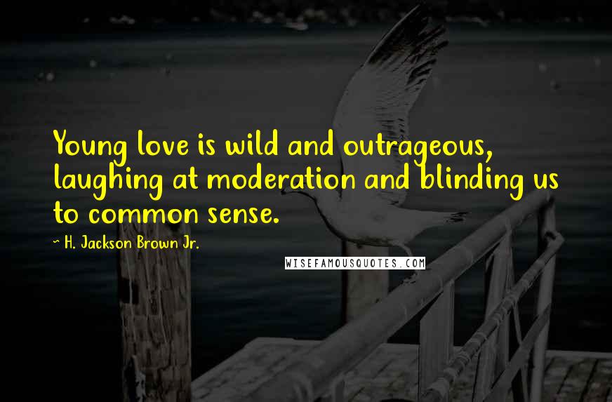 H. Jackson Brown Jr. Quotes: Young love is wild and outrageous, laughing at moderation and blinding us to common sense.