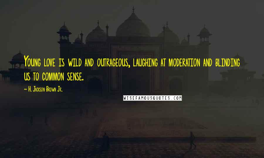 H. Jackson Brown Jr. Quotes: Young love is wild and outrageous, laughing at moderation and blinding us to common sense.