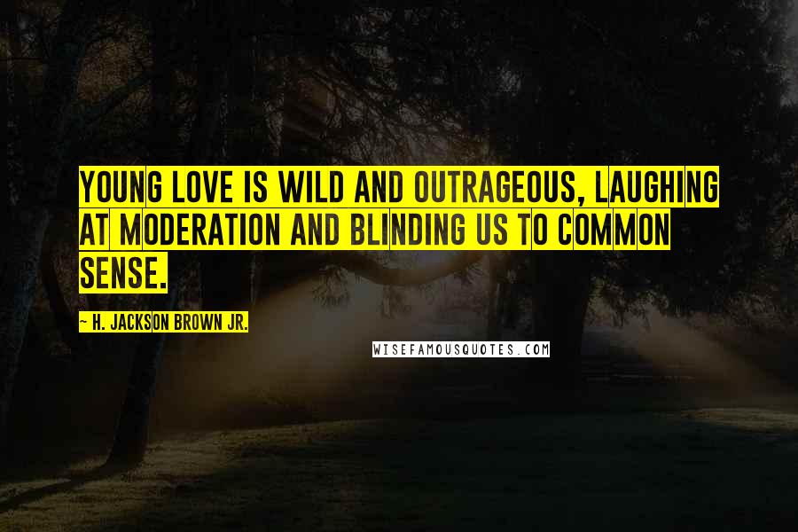 H. Jackson Brown Jr. Quotes: Young love is wild and outrageous, laughing at moderation and blinding us to common sense.