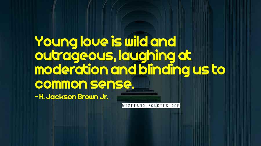 H. Jackson Brown Jr. Quotes: Young love is wild and outrageous, laughing at moderation and blinding us to common sense.