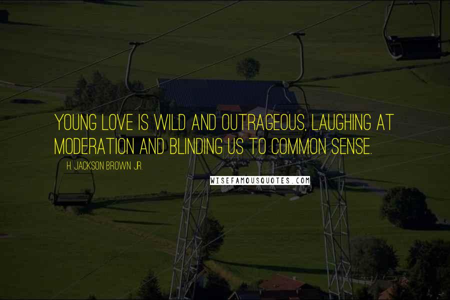 H. Jackson Brown Jr. Quotes: Young love is wild and outrageous, laughing at moderation and blinding us to common sense.