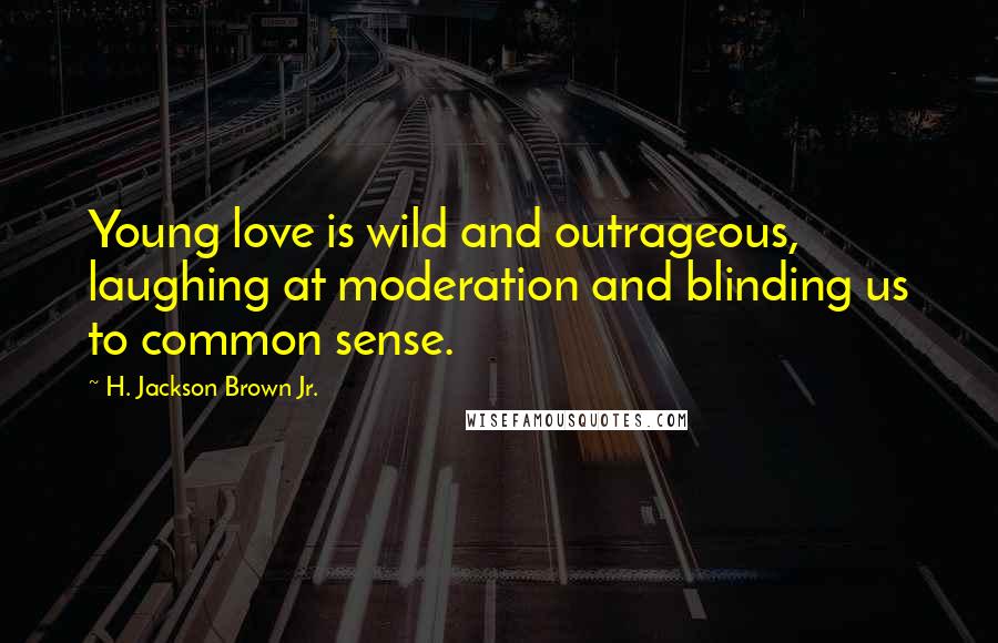 H. Jackson Brown Jr. Quotes: Young love is wild and outrageous, laughing at moderation and blinding us to common sense.
