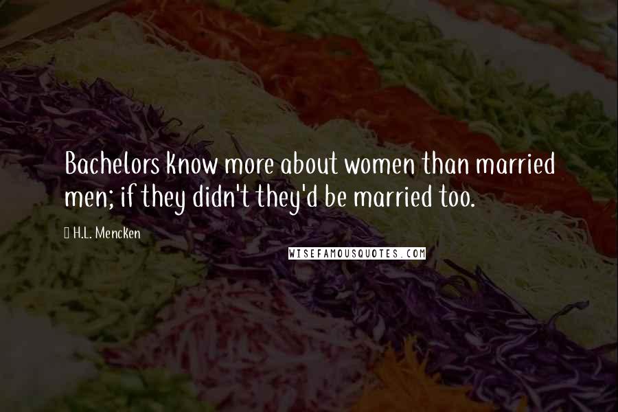 H.L. Mencken Quotes: Bachelors know more about women than married men; if they didn't they'd be married too.