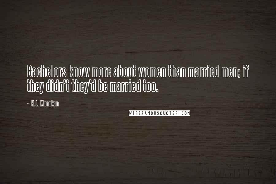 H.L. Mencken Quotes: Bachelors know more about women than married men; if they didn't they'd be married too.