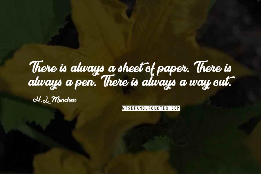 H.L. Mencken Quotes: There is always a sheet of paper. There is always a pen. There is always a way out.