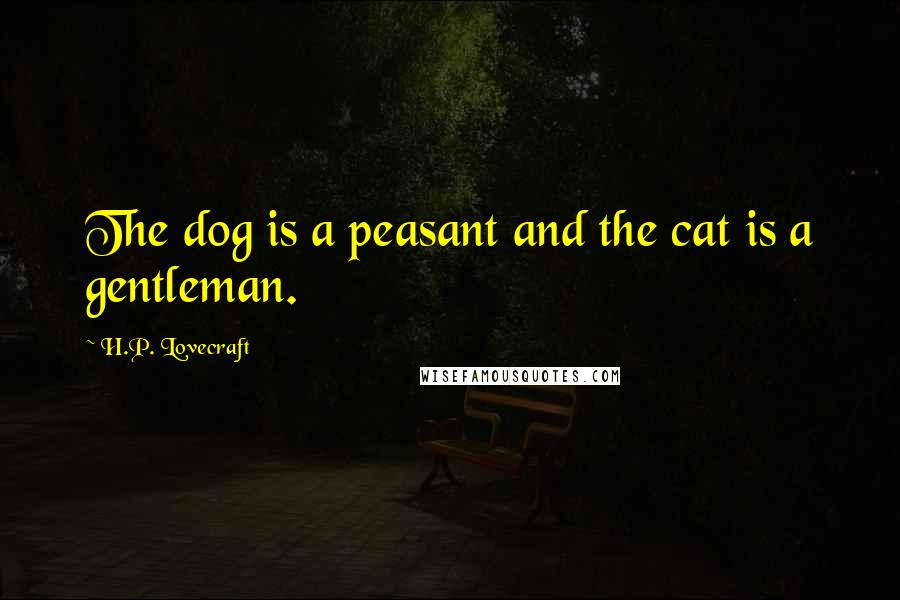 H.P. Lovecraft Quotes: The dog is a peasant and the cat is a gentleman.