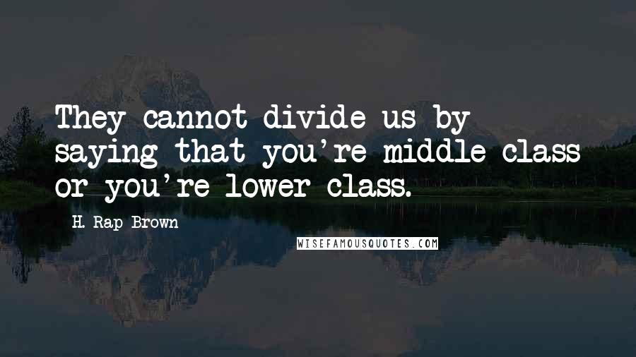 H. Rap Brown Quotes: They cannot divide us by saying that you're middle class or you're lower class.