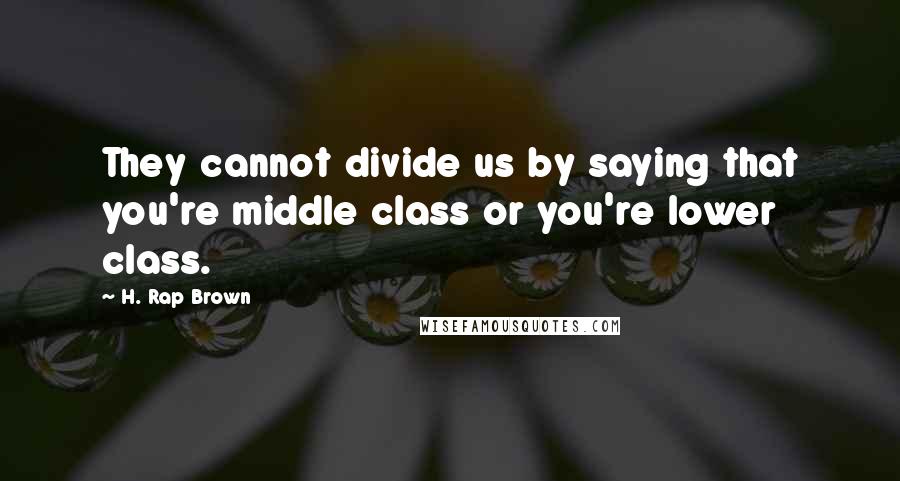 H. Rap Brown Quotes: They cannot divide us by saying that you're middle class or you're lower class.