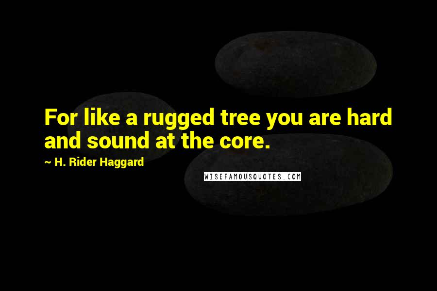 H. Rider Haggard Quotes: For like a rugged tree you are hard and sound at the core.