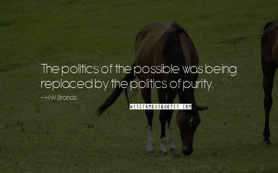 H.W. Brands Quotes: The politics of the possible was being replaced by the politics of purity.
