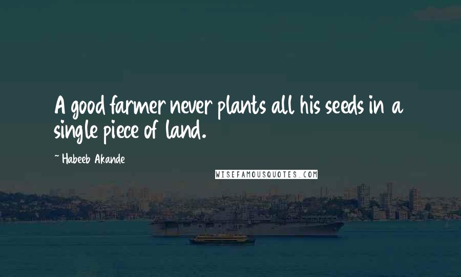 Habeeb Akande Quotes: A good farmer never plants all his seeds in a single piece of land.