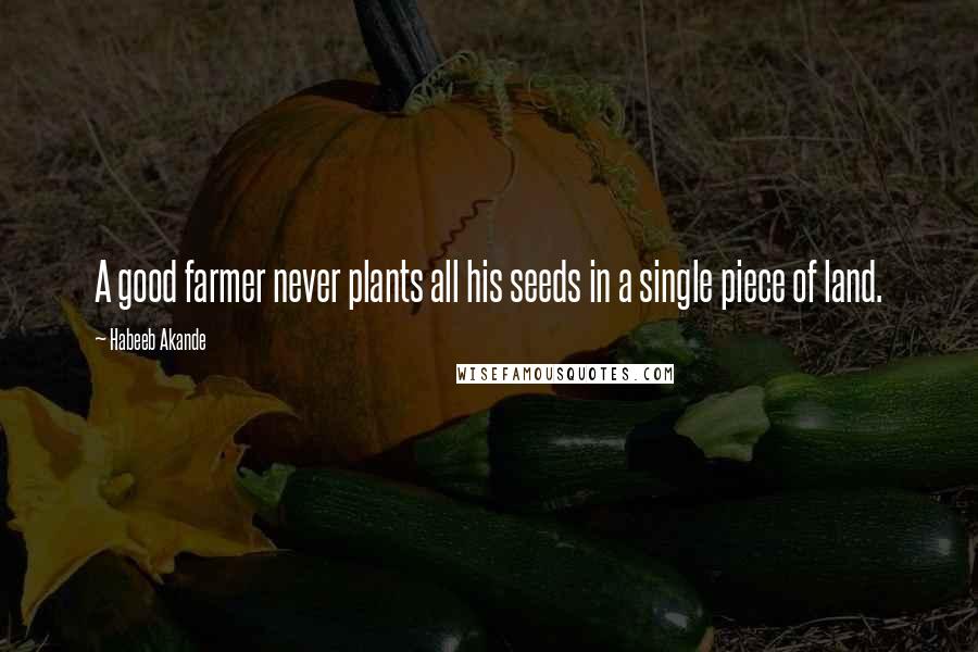 Habeeb Akande Quotes: A good farmer never plants all his seeds in a single piece of land.