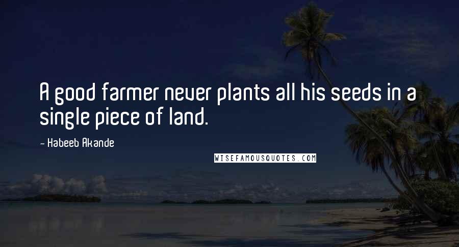 Habeeb Akande Quotes: A good farmer never plants all his seeds in a single piece of land.