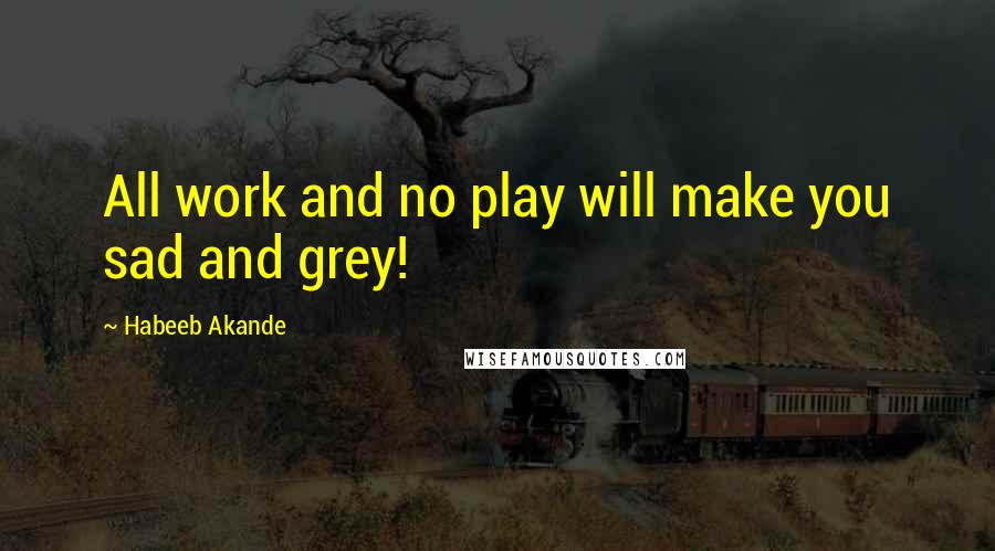 Habeeb Akande Quotes: All work and no play will make you sad and grey!