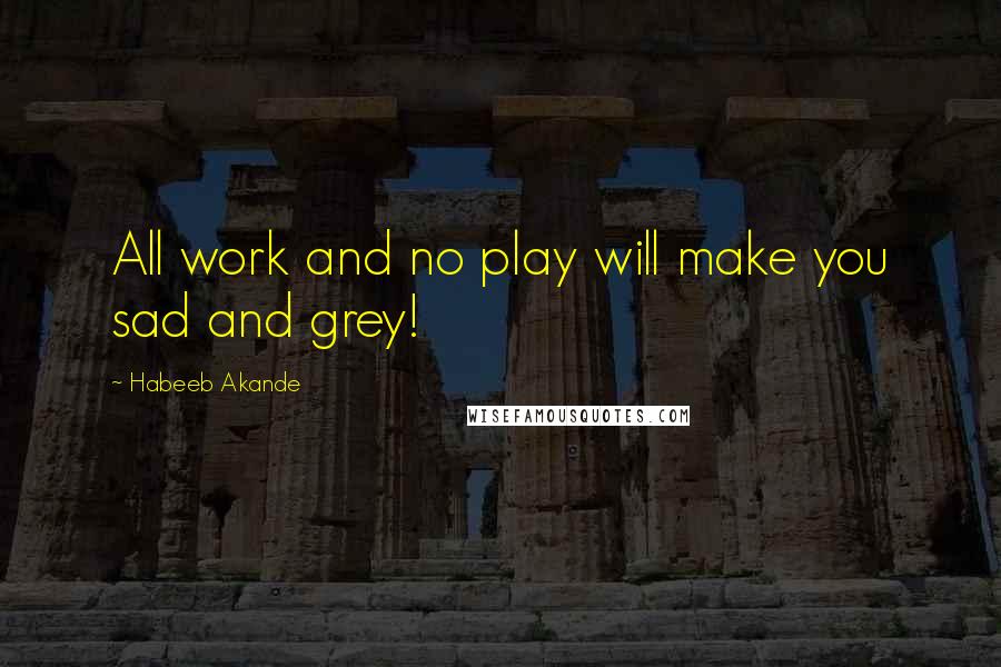 Habeeb Akande Quotes: All work and no play will make you sad and grey!