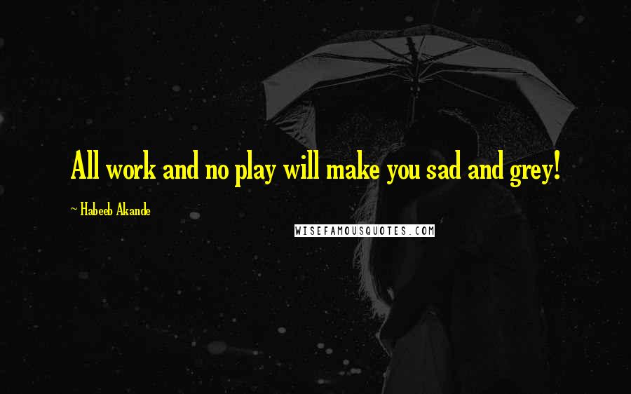 Habeeb Akande Quotes: All work and no play will make you sad and grey!