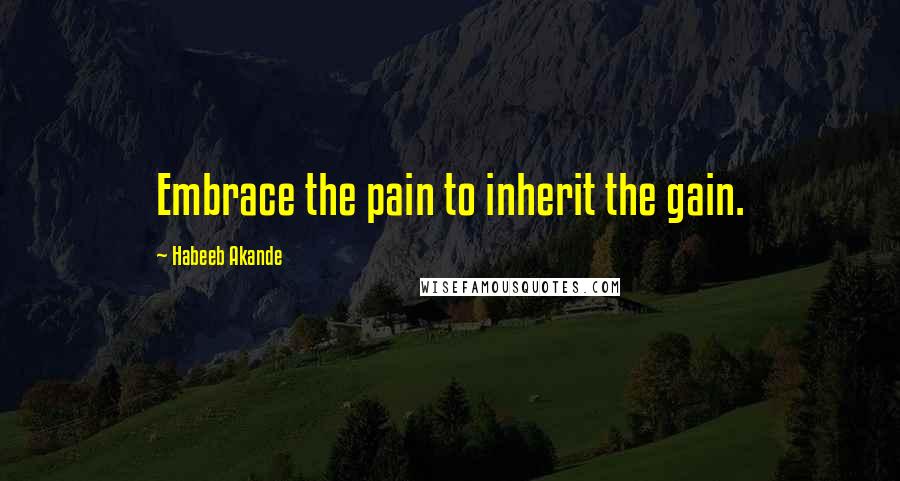 Habeeb Akande Quotes: Embrace the pain to inherit the gain.