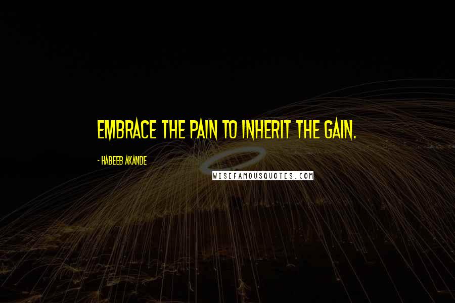 Habeeb Akande Quotes: Embrace the pain to inherit the gain.