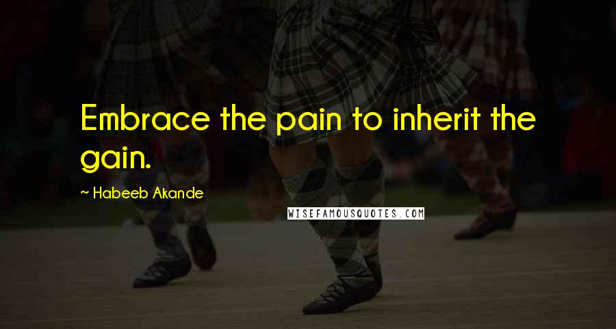 Habeeb Akande Quotes: Embrace the pain to inherit the gain.