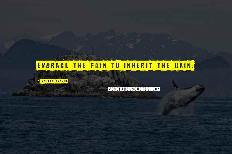 Habeeb Akande Quotes: Embrace the pain to inherit the gain.