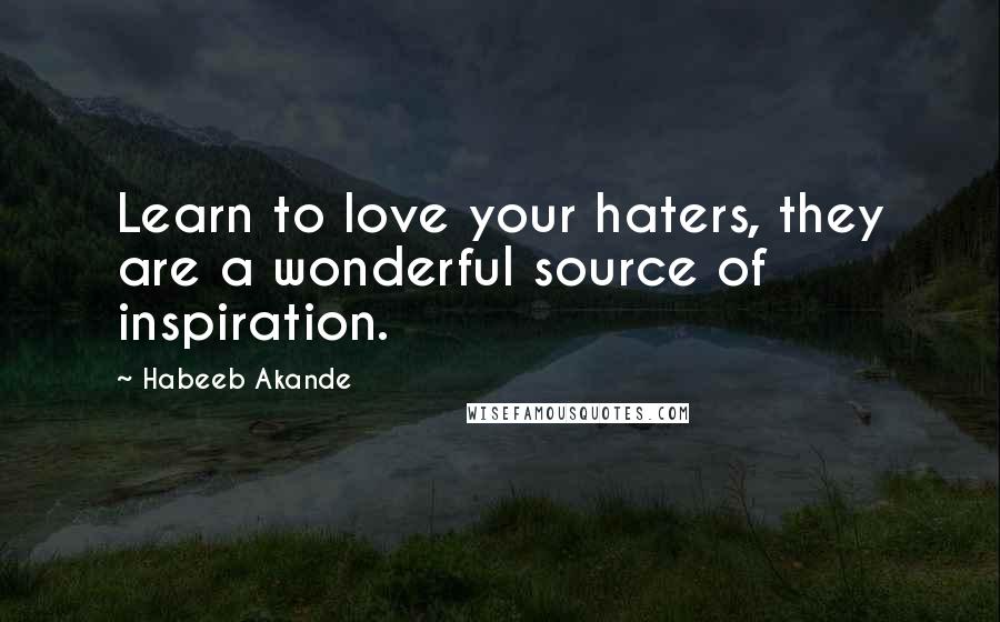 Habeeb Akande Quotes: Learn to love your haters, they are a wonderful source of inspiration.