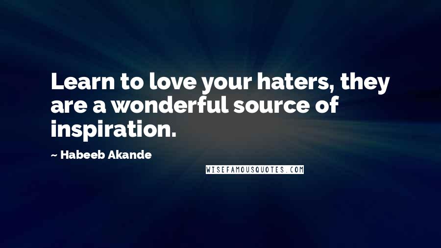 Habeeb Akande Quotes: Learn to love your haters, they are a wonderful source of inspiration.