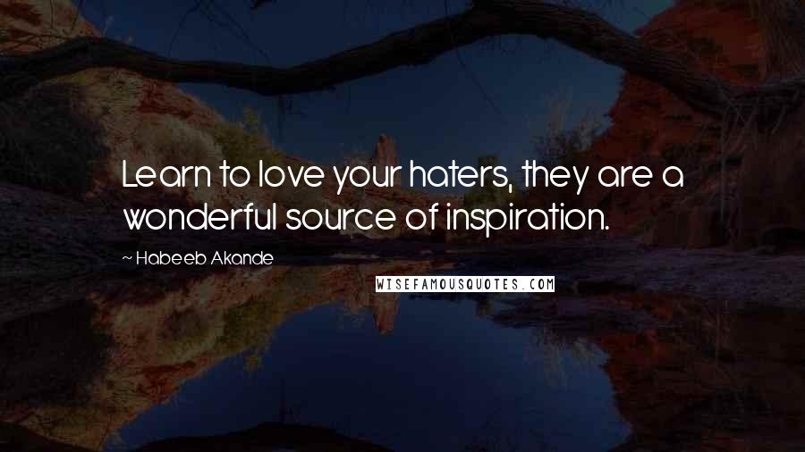 Habeeb Akande Quotes: Learn to love your haters, they are a wonderful source of inspiration.