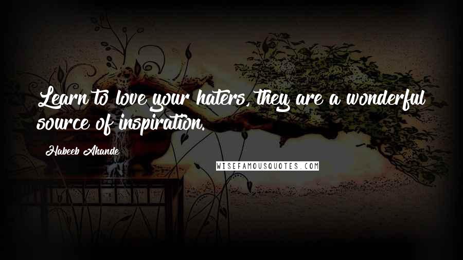 Habeeb Akande Quotes: Learn to love your haters, they are a wonderful source of inspiration.