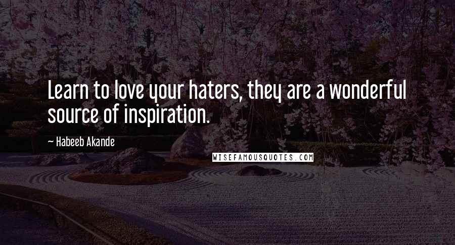 Habeeb Akande Quotes: Learn to love your haters, they are a wonderful source of inspiration.