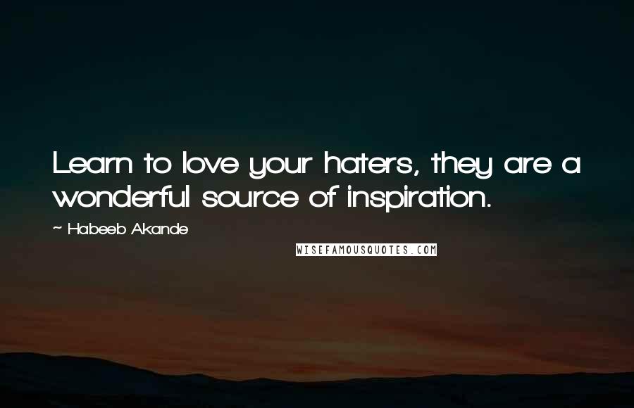 Habeeb Akande Quotes: Learn to love your haters, they are a wonderful source of inspiration.