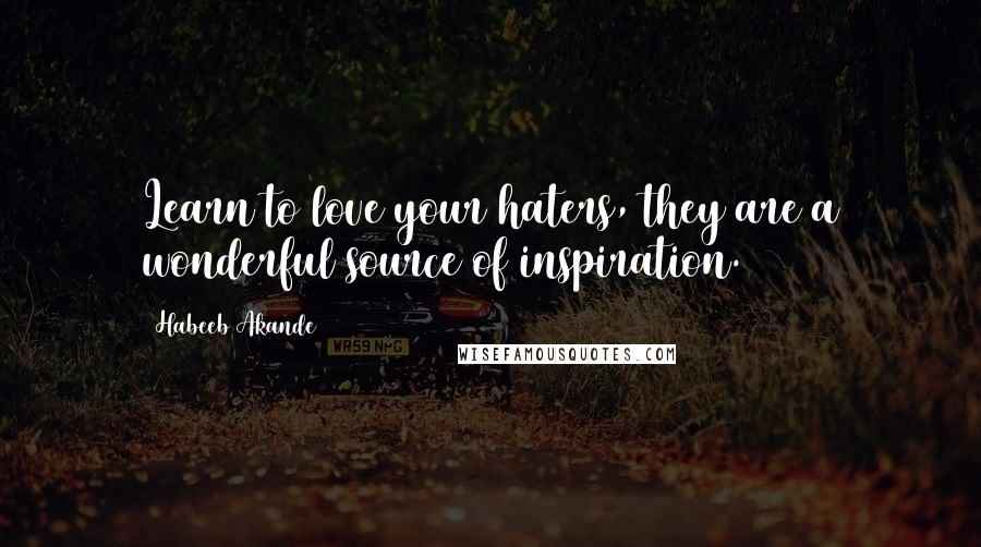 Habeeb Akande Quotes: Learn to love your haters, they are a wonderful source of inspiration.