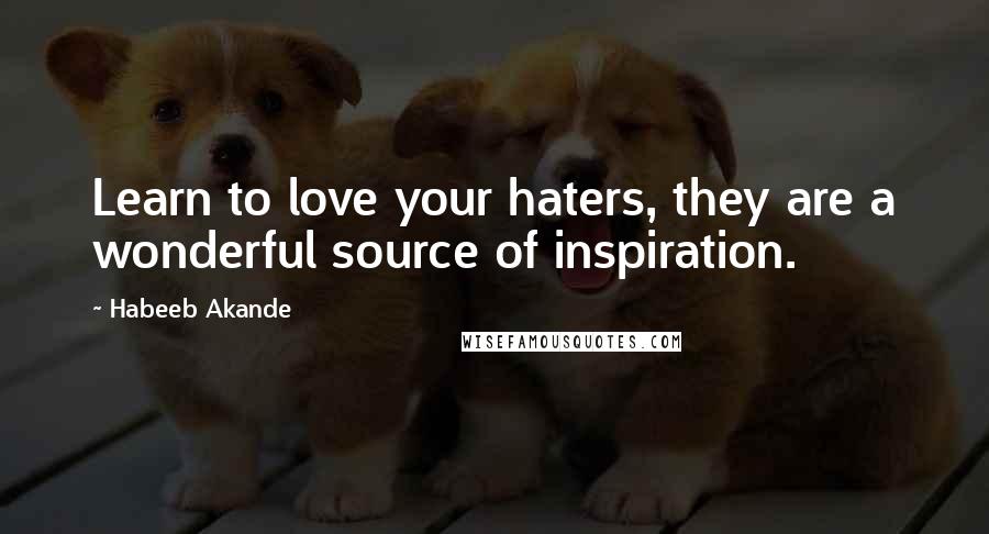 Habeeb Akande Quotes: Learn to love your haters, they are a wonderful source of inspiration.