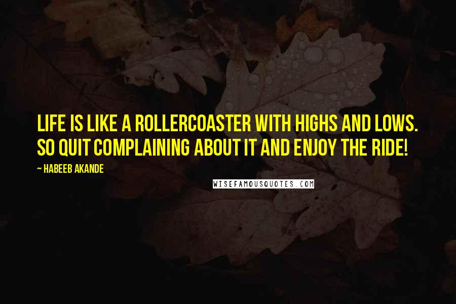 Habeeb Akande Quotes: Life is like a rollercoaster with highs and lows. So quit complaining about it and enjoy the ride!