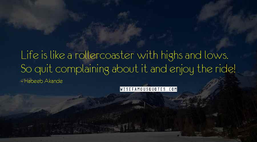 Habeeb Akande Quotes: Life is like a rollercoaster with highs and lows. So quit complaining about it and enjoy the ride!