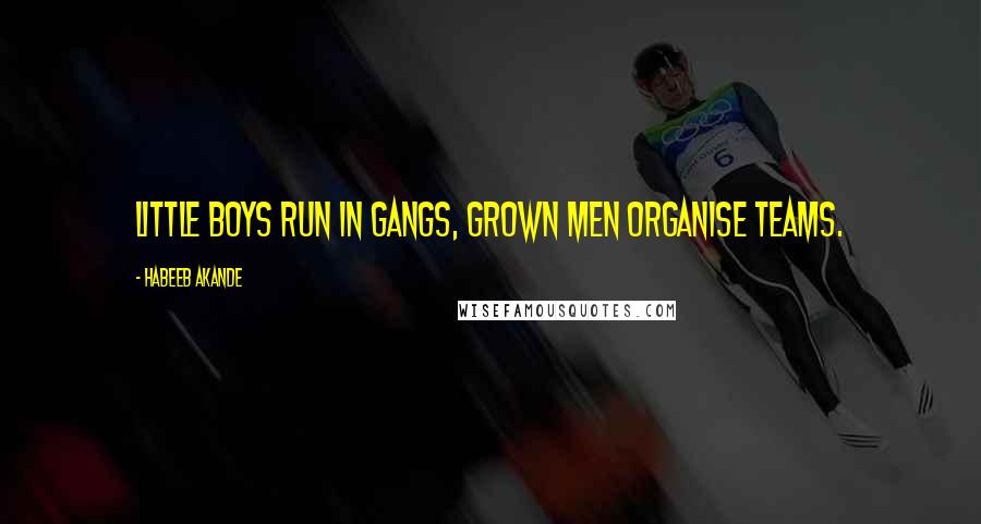 Habeeb Akande Quotes: Little boys run in gangs, grown men organise teams.