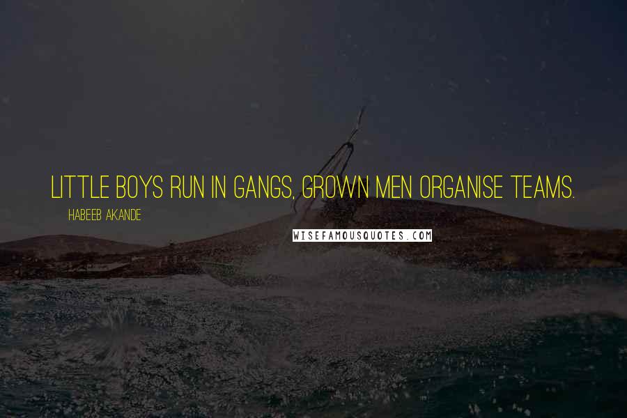 Habeeb Akande Quotes: Little boys run in gangs, grown men organise teams.