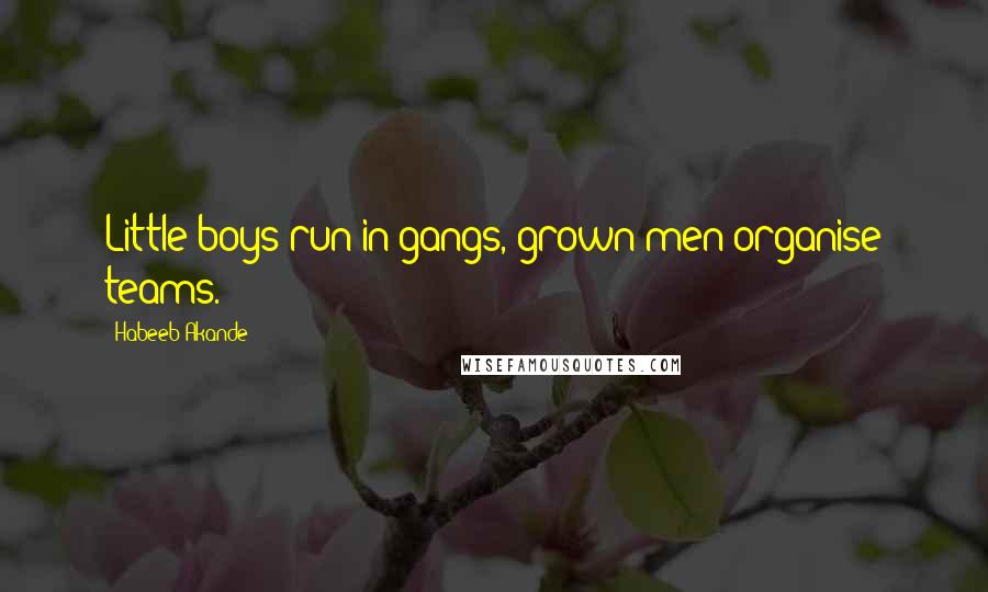 Habeeb Akande Quotes: Little boys run in gangs, grown men organise teams.