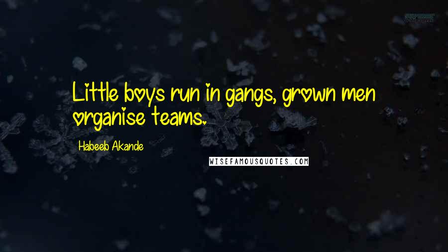 Habeeb Akande Quotes: Little boys run in gangs, grown men organise teams.