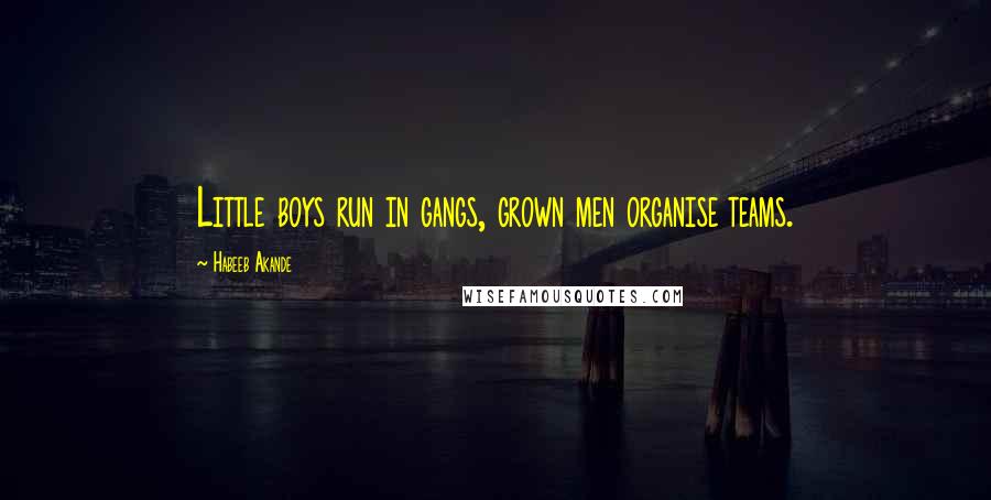 Habeeb Akande Quotes: Little boys run in gangs, grown men organise teams.