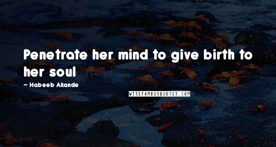 Habeeb Akande Quotes: Penetrate her mind to give birth to her soul