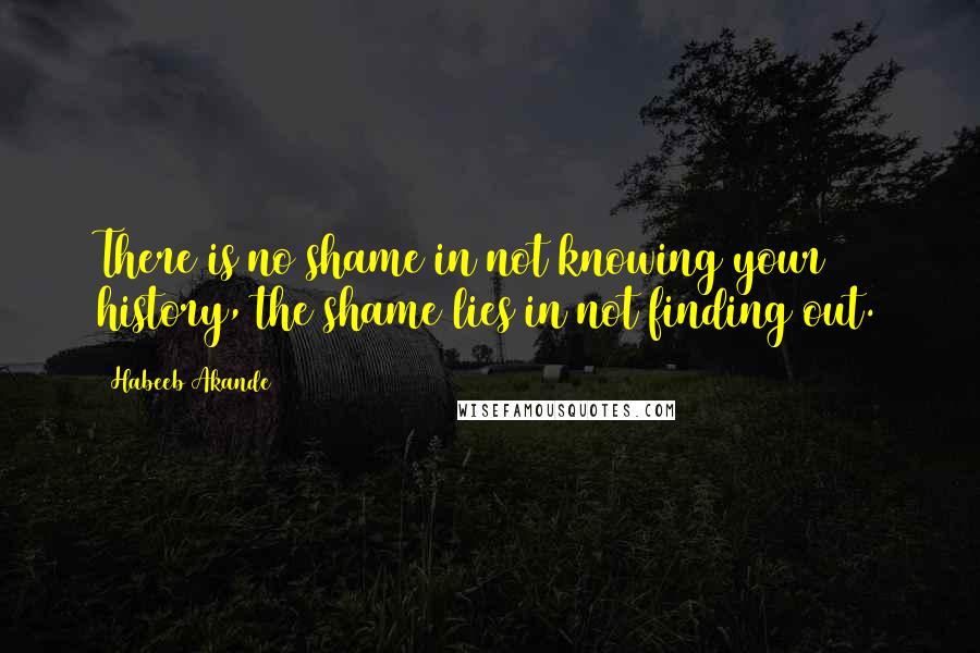Habeeb Akande Quotes: There is no shame in not knowing your history, the shame lies in not finding out.