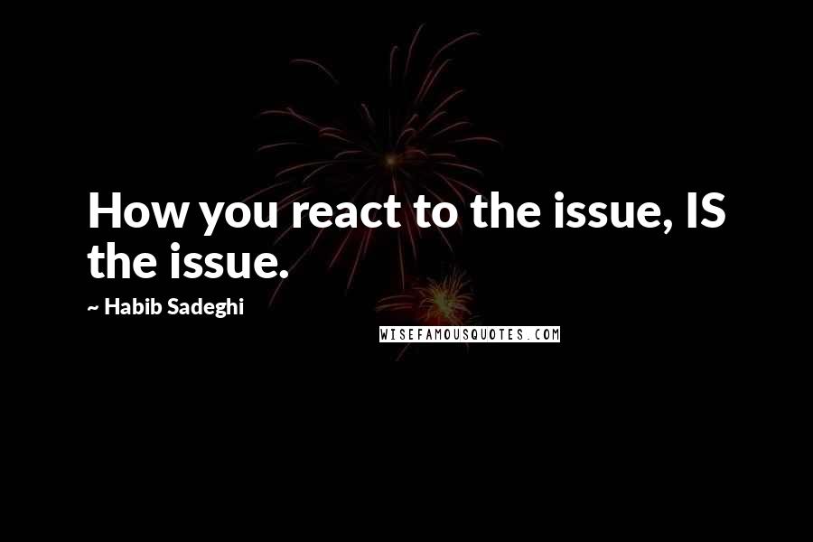 Habib Sadeghi Quotes: How you react to the issue, IS the issue.