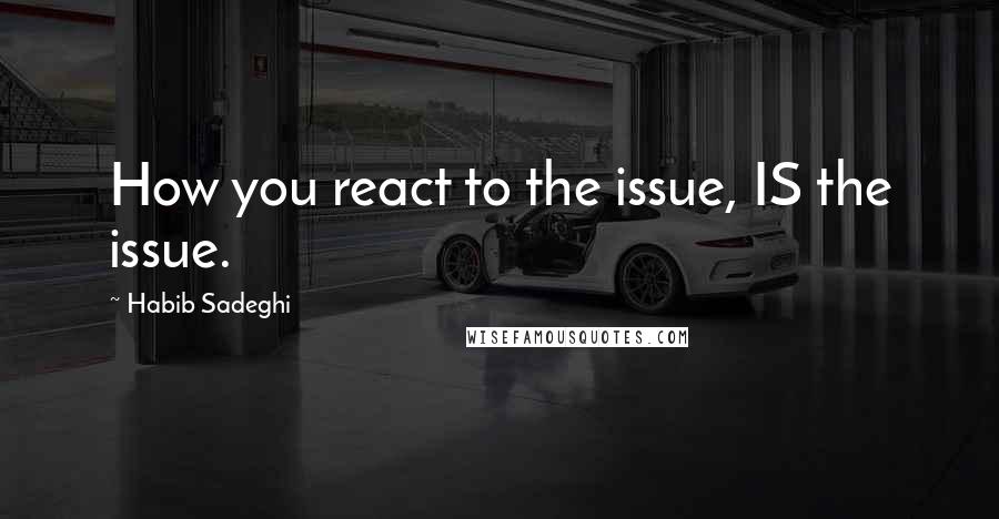 Habib Sadeghi Quotes: How you react to the issue, IS the issue.