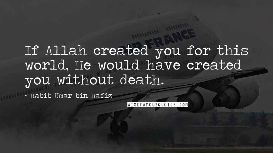 Habib Umar Bin Hafiz Quotes: If Allah created you for this world, He would have created you without death.